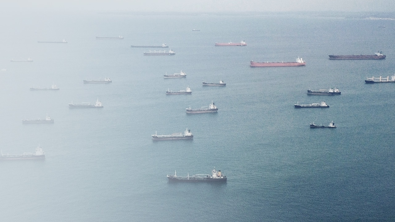 Cargo ships at sea